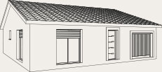 plan rectangulaire d'une maison de plain-pied - Créa Concept